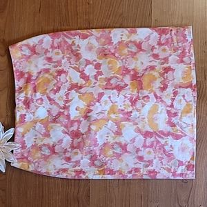 TALBOTS Floral Lined Peach and Pink Pencil Skirt Size 10